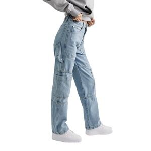 Ragged Jeans Carpenter Jeans Light Wash Denim Multi-Pocket Utility Pants Size 28